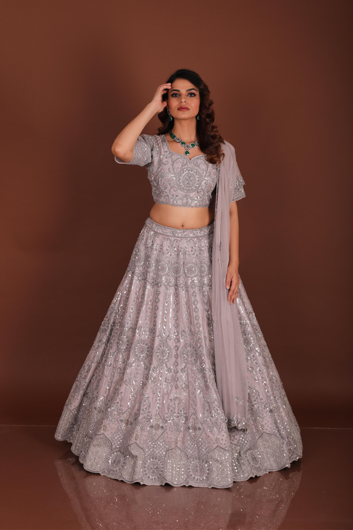 Silver Designer Lehenga with Premium Handwork